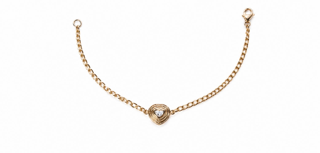 Pulseira Groumet Coração com Diamante de 25 Pontos