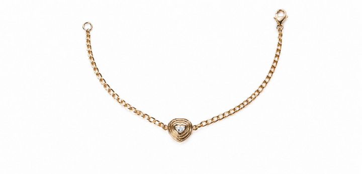 Pulseira Groumet Coração com Diamante de 25 Pontos