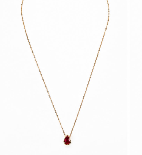 Colar Fio Bailarina com Gota Rubi 8x6
