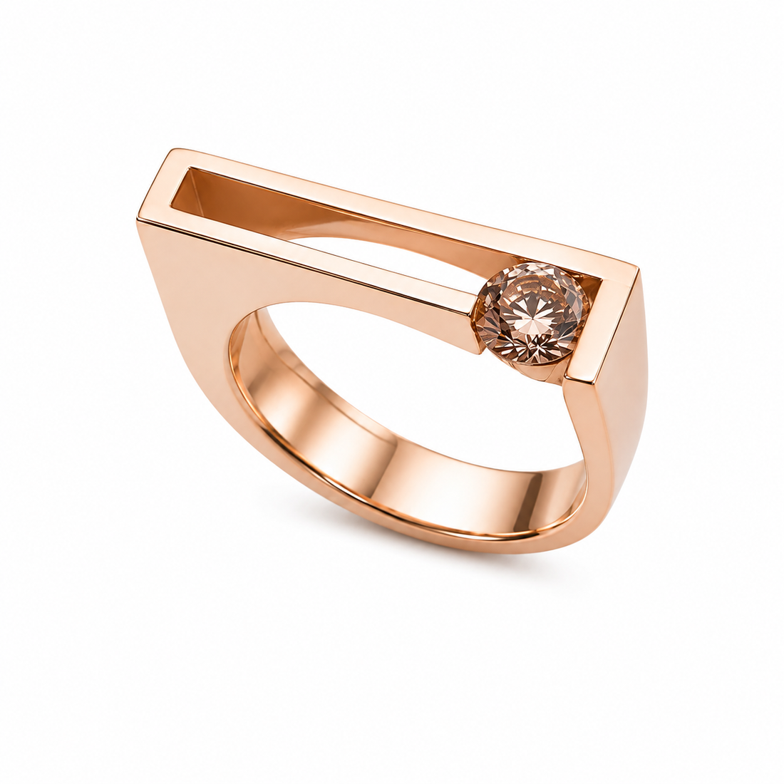 Anel Linhas Diamante Chocolate 50 Pontos