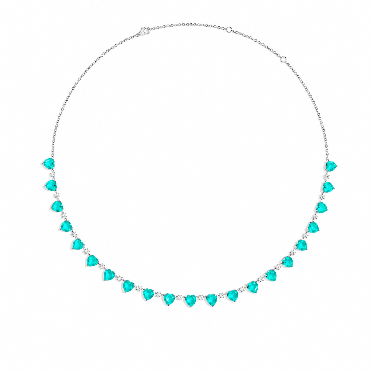 Colar Esmeralda Coração com Diamantes Brancos