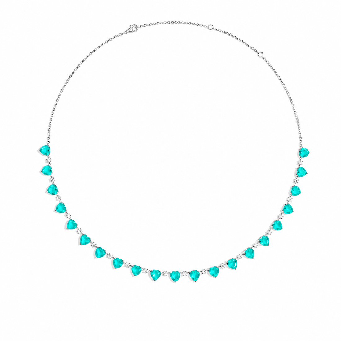 Colar Esmeralda Coração com Diamantes Brancos