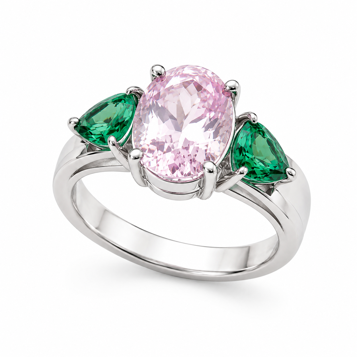 Anel Kunzita e Esmeralda