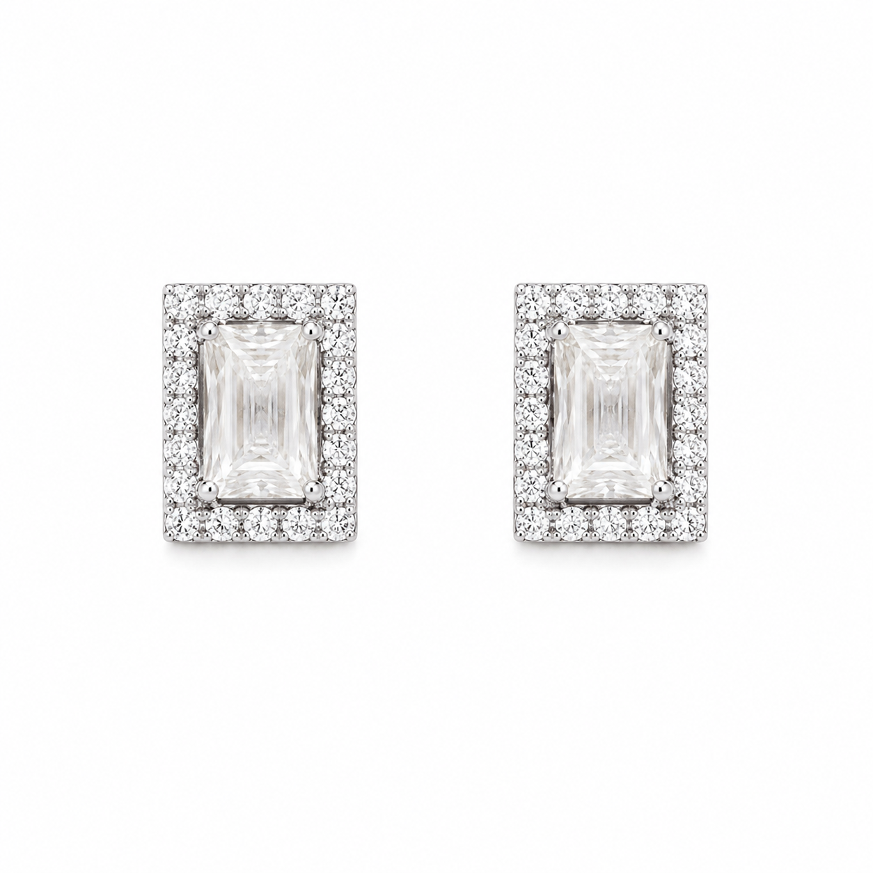 Brinco Solitário Diamante Branco Radiant 1 ct cada pé