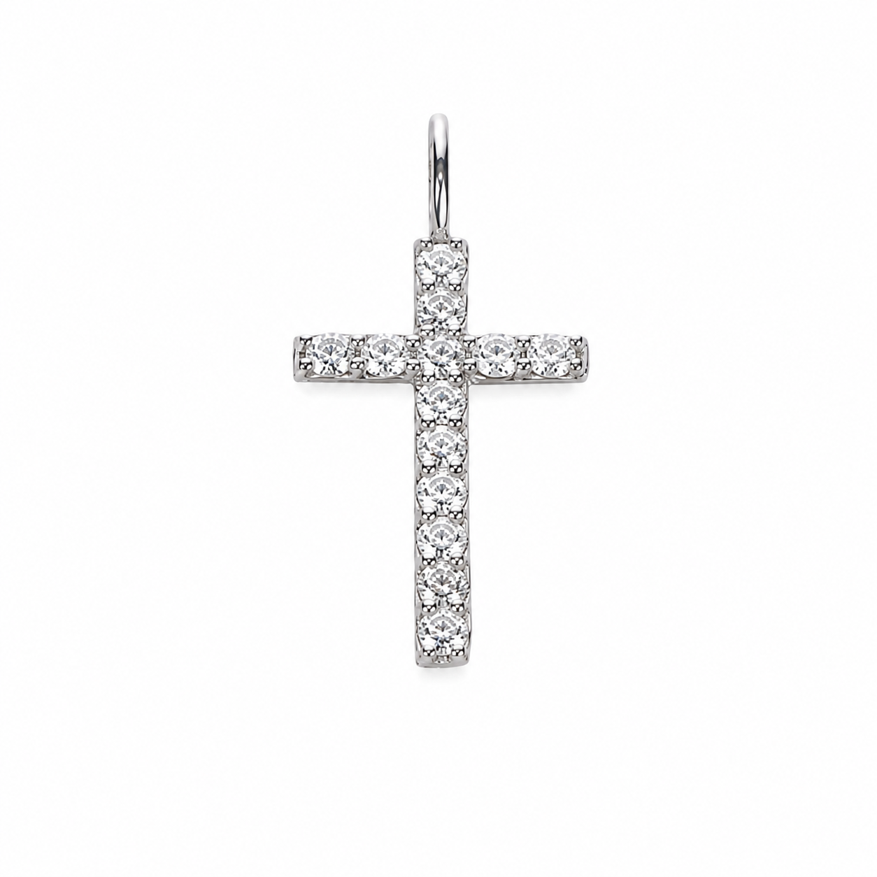 Pingente Cruz com Diamantes Brancos