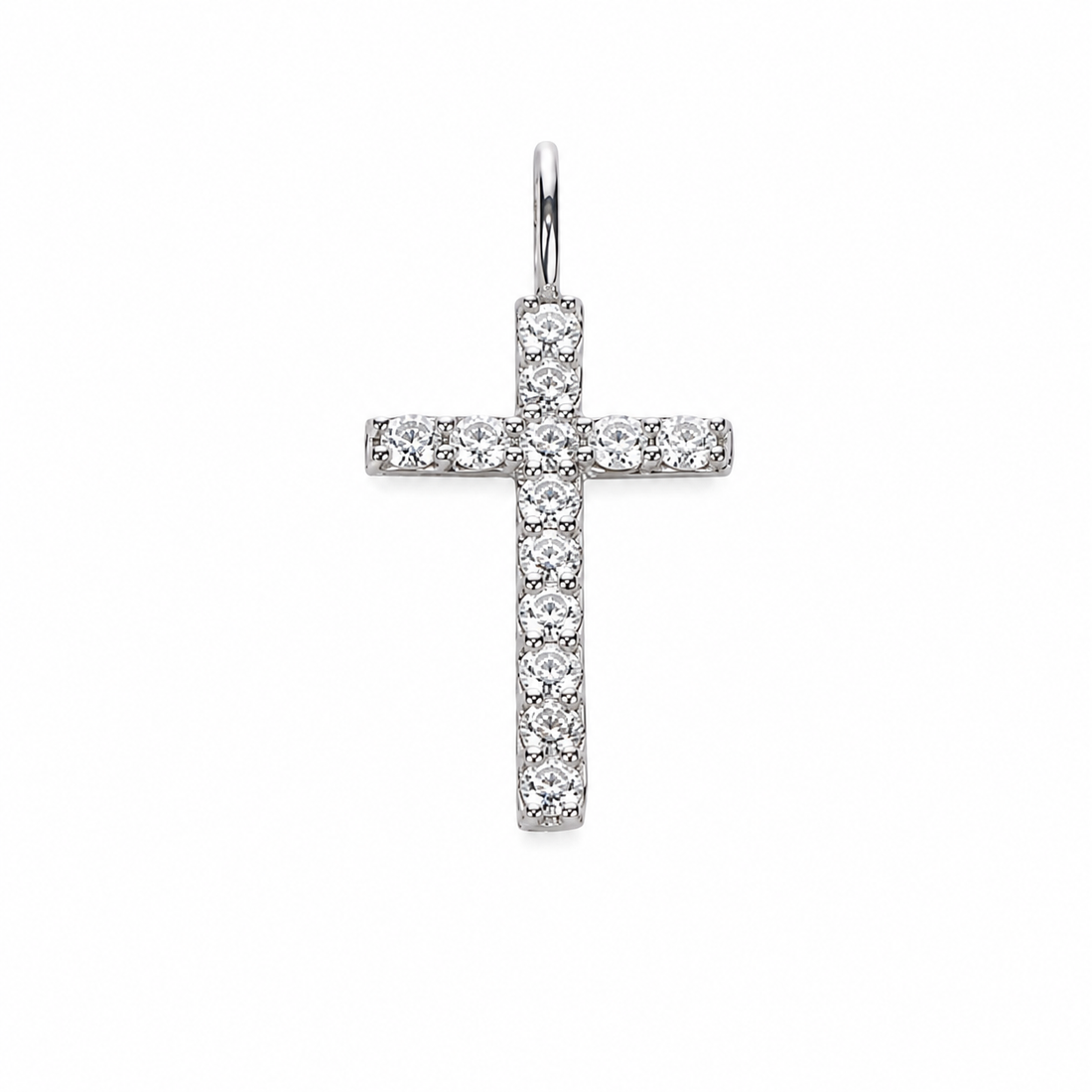 Pingente Cruz com Diamantes Brancos