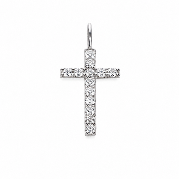 Pingente Cruz com Diamantes Brancos