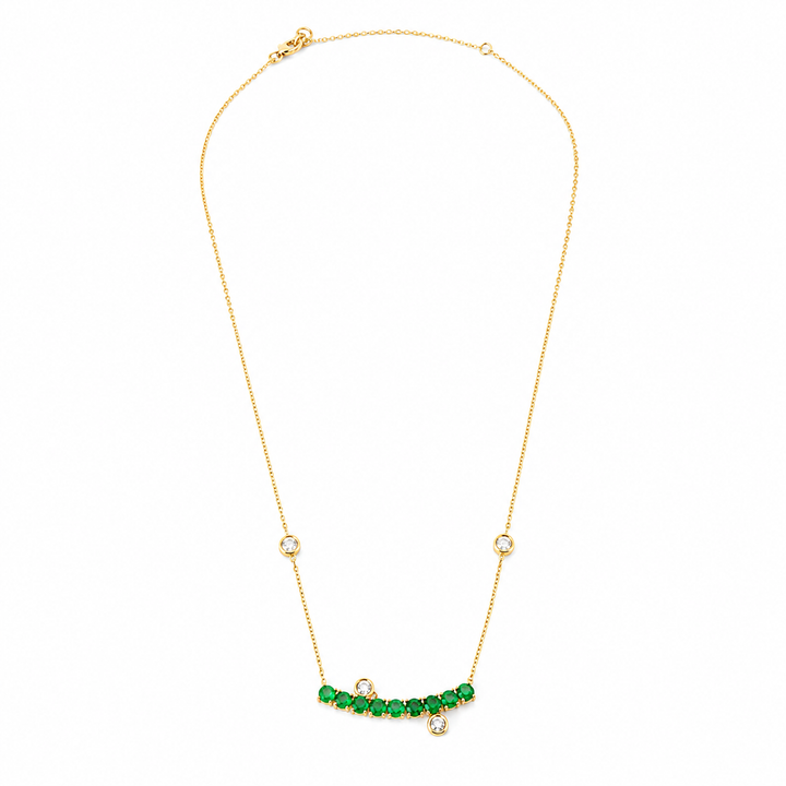 Colar com Palito de Esmeralda e Diamantes Brancos