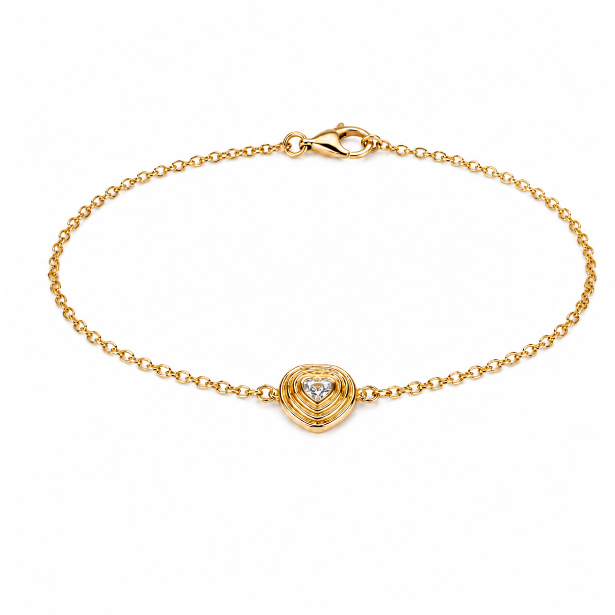 Pulseira Groumet Coração com Diamante
