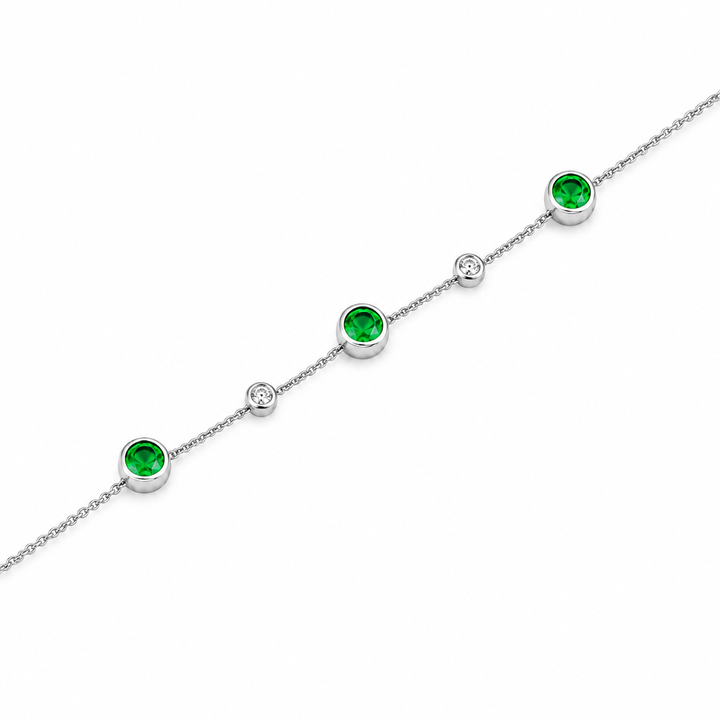 Pulseira com Esmeralda e Diamantes Brancos