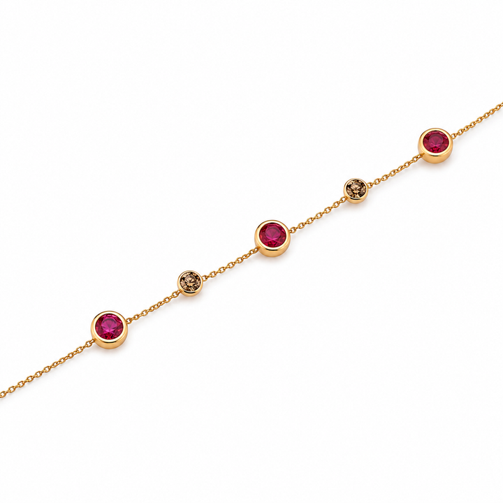 Pulseira com Rubi e Diamantes Brown