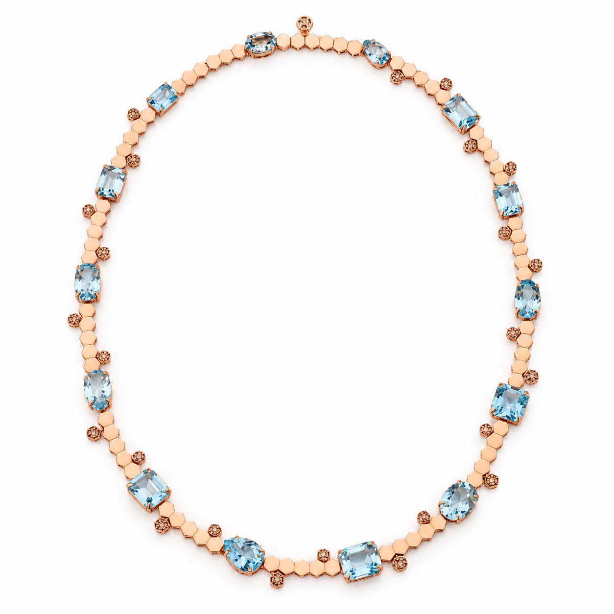 Colar Topázio Azul e Diamantes Brown