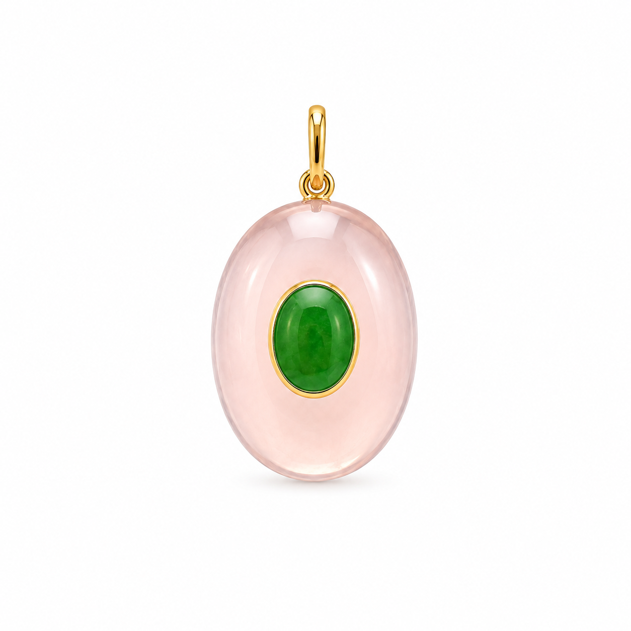Pingente Quartzo Rosa e Jade