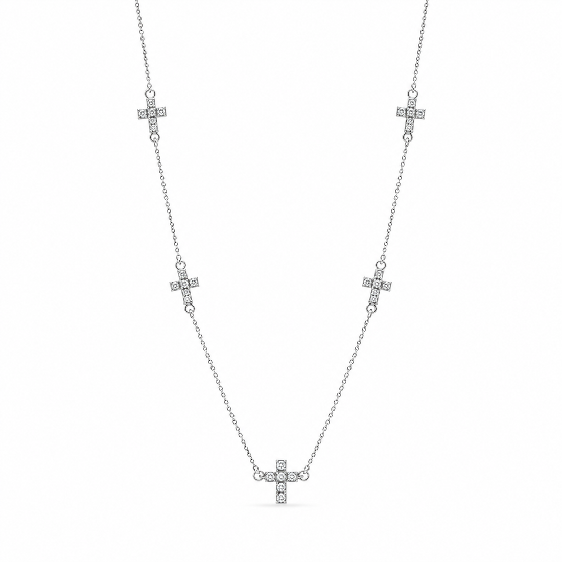 Colar Cruz com Diamantes Brancos
