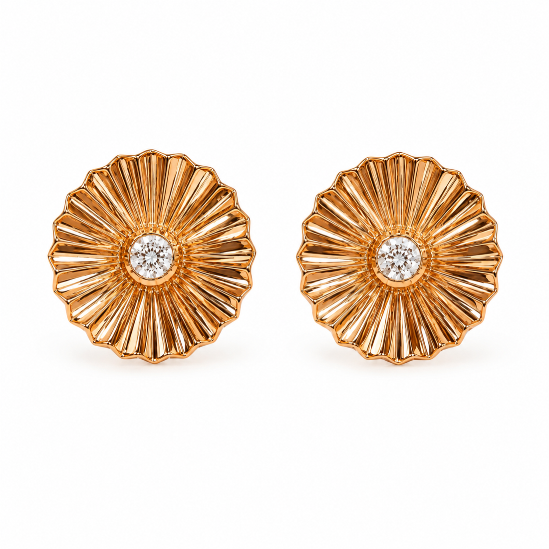 Par de Brincos Flor com Diamante Branco