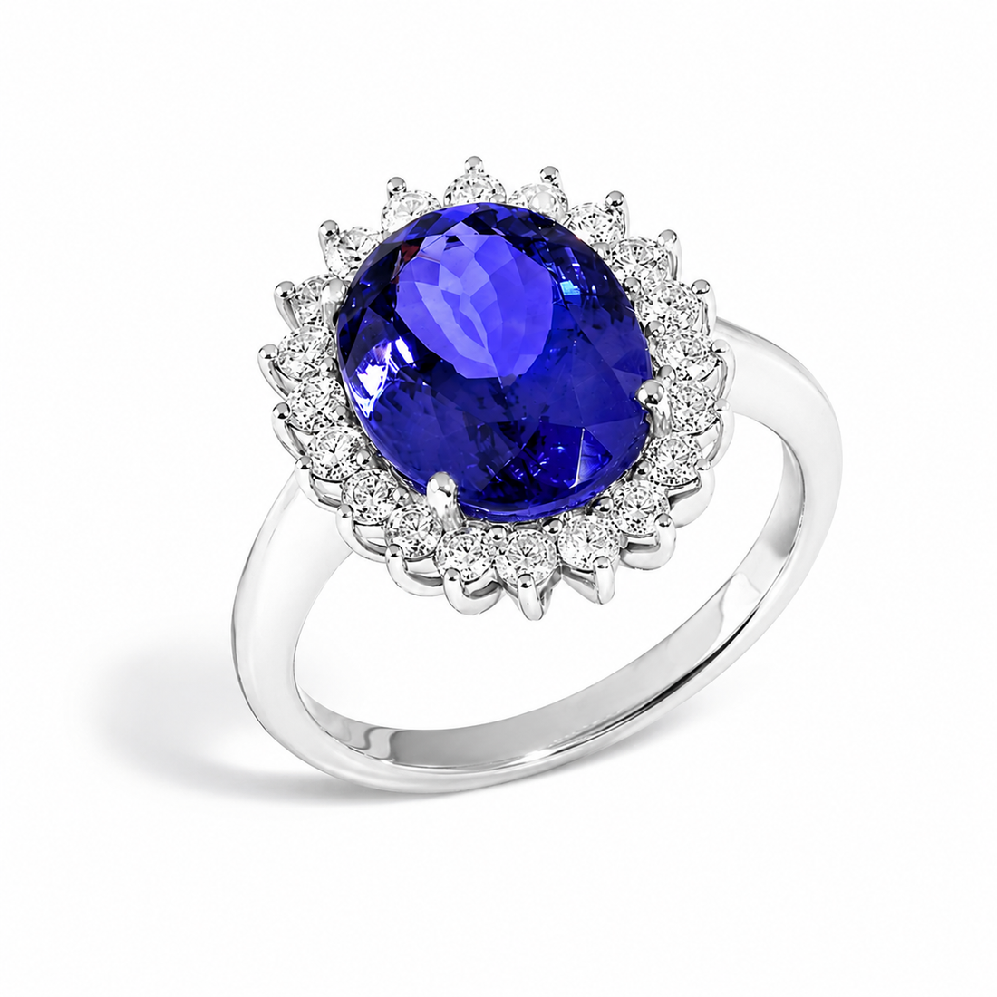 Anel Tanzanita Oval com Diamantes