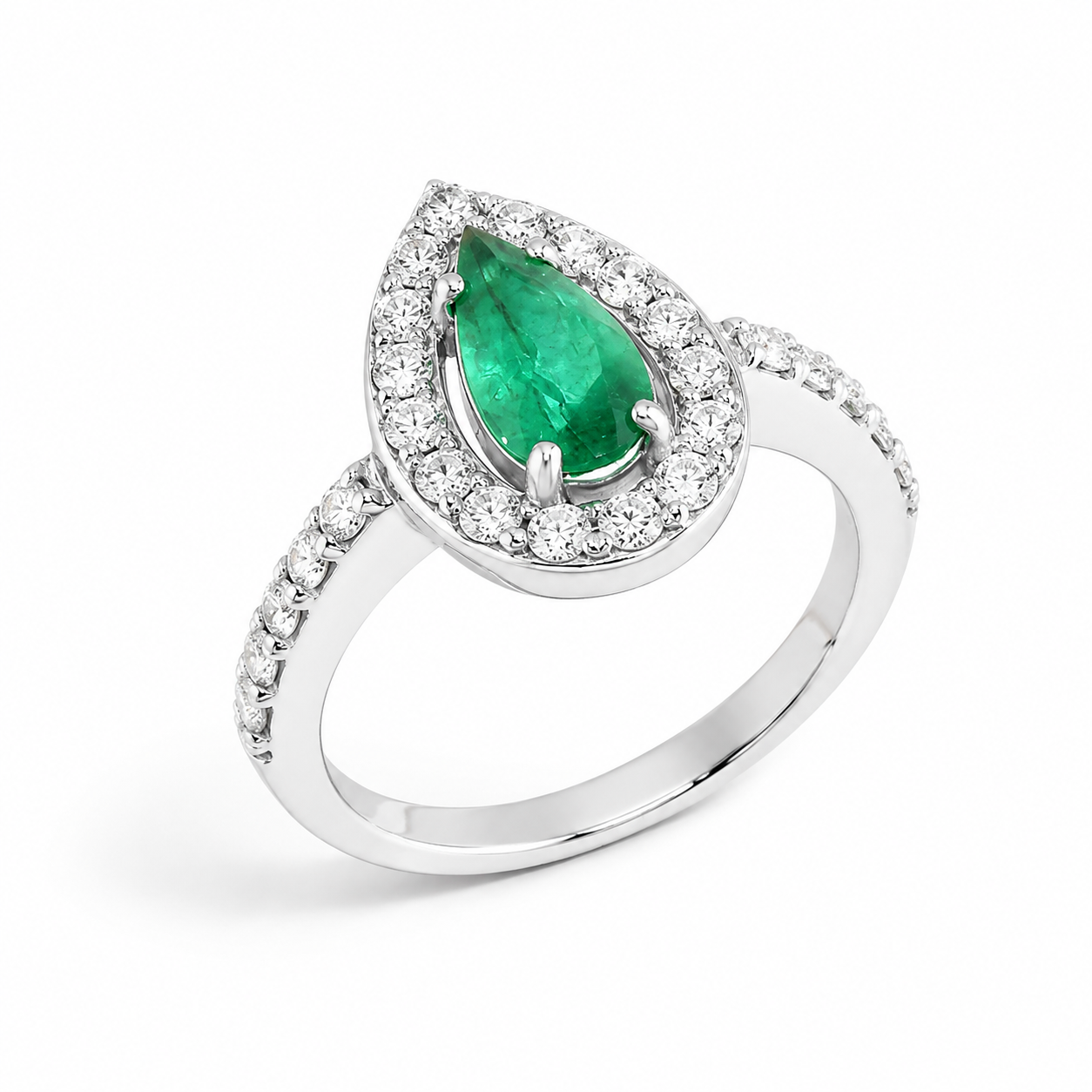 Anel Gota Esmeralda com Diamantes