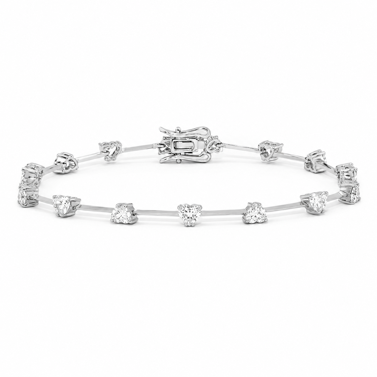 Pulseira Riviera Faca com Diamantes Coração