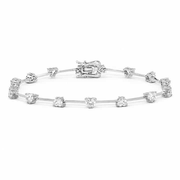 Pulseira Riviera Faca com Diamantes Coração