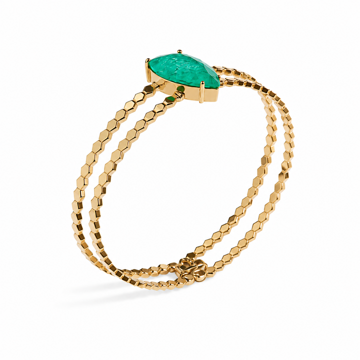 Bracelete Colmeia Gota de Esmeralda