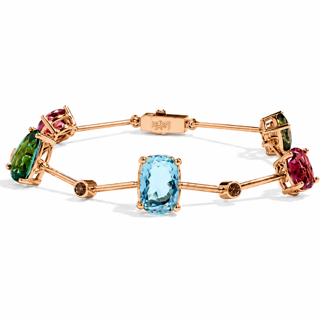 Pulseira Turmalinas Coloridas e Diamantes Brown