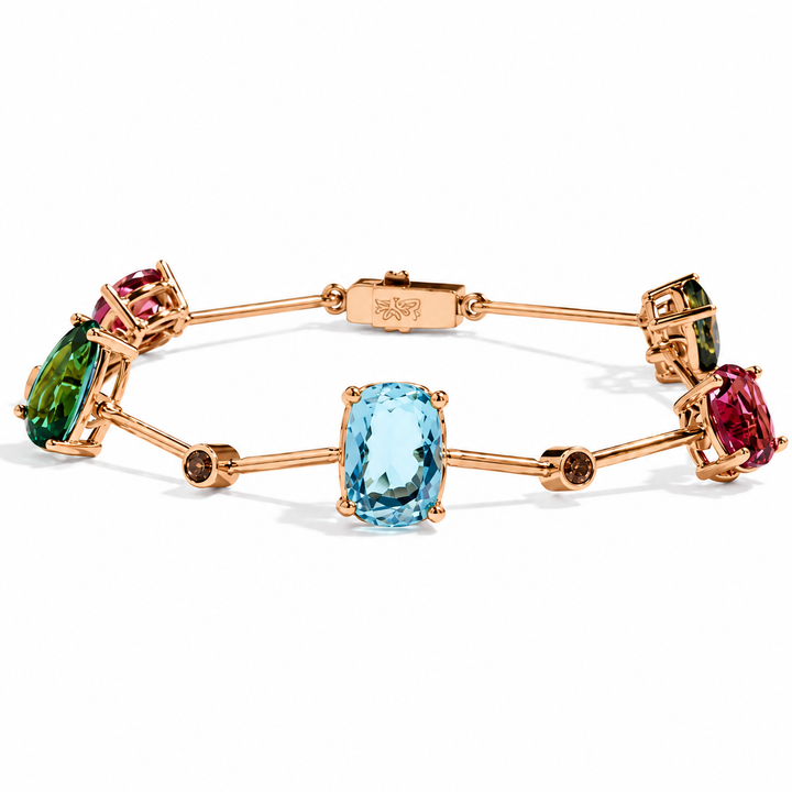 Pulseira Turmalinas Coloridas e Diamantes Brown