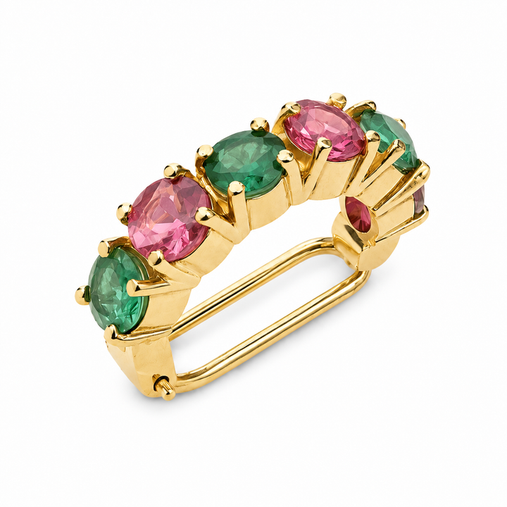 Piercing com Esmeraldas e Turmalinas Rosa