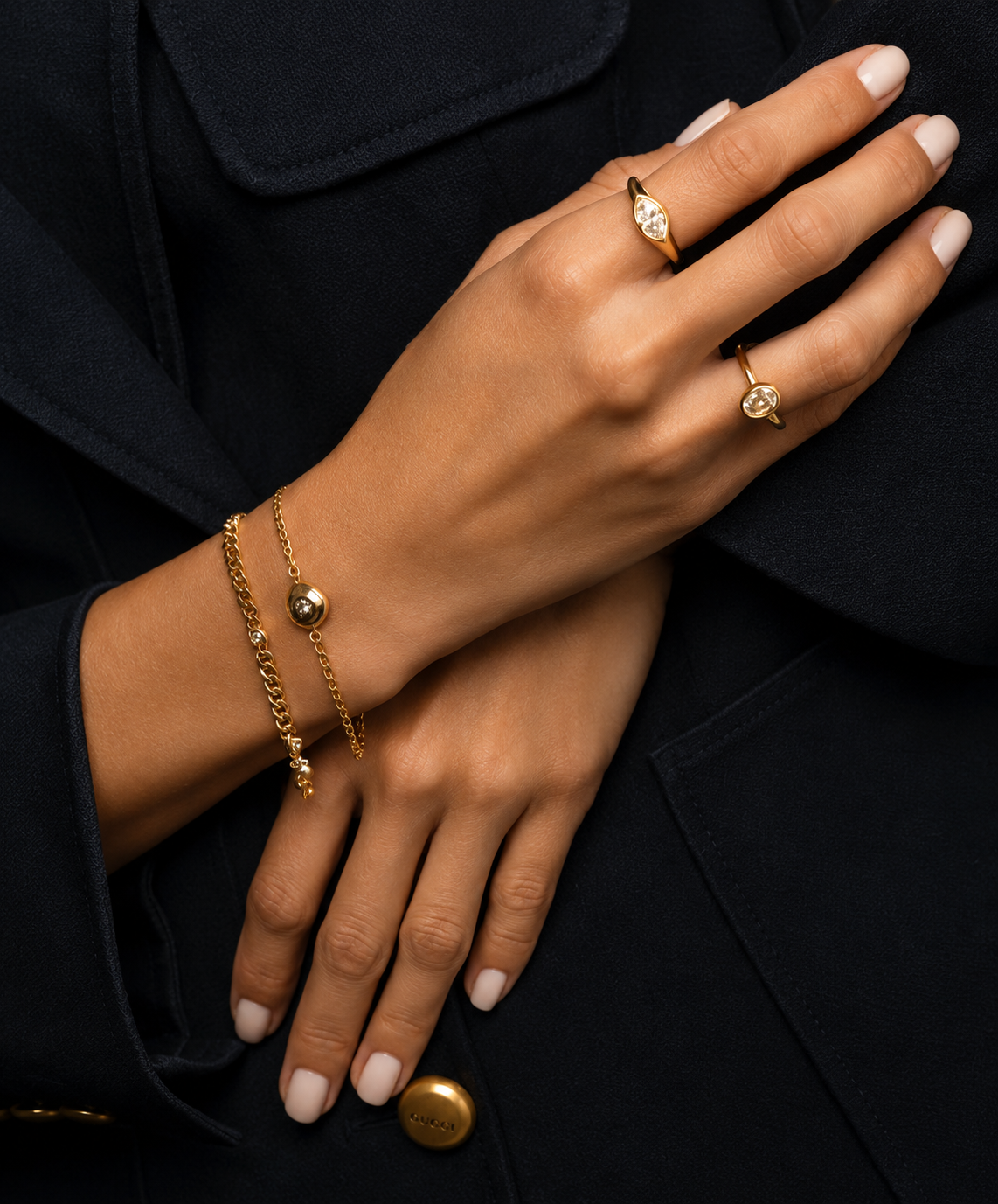 Pulseira Groumet Coração com Diamante