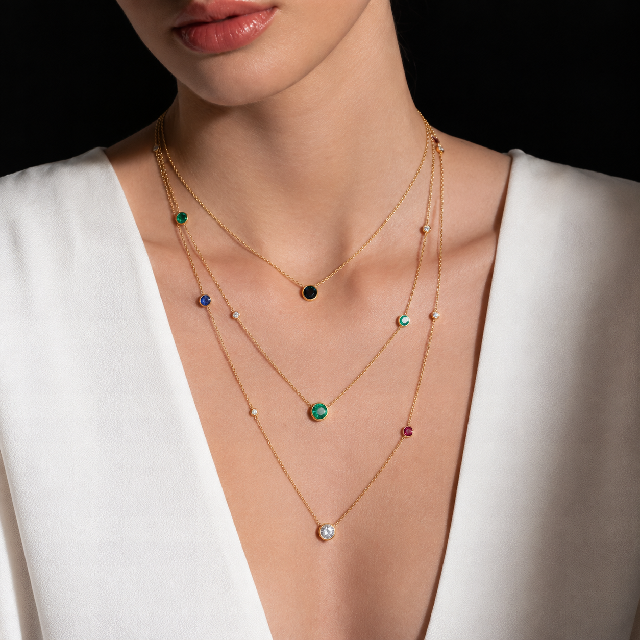 Colar com Esmeralda e Diamantes Brancos