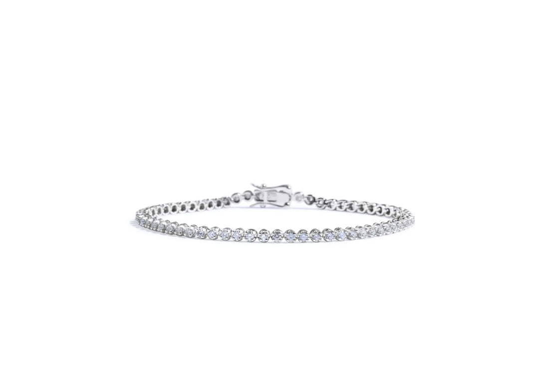 Pulseira Riviera Diamantes Brancos Cravacao Coroa 1,86 Ct