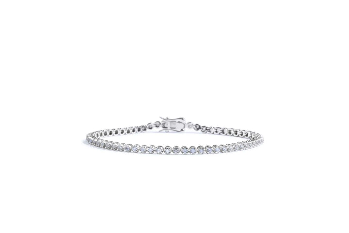 Pulseira Riviera Diamantes Brancos Cravacao Coroa 1,86 Ct