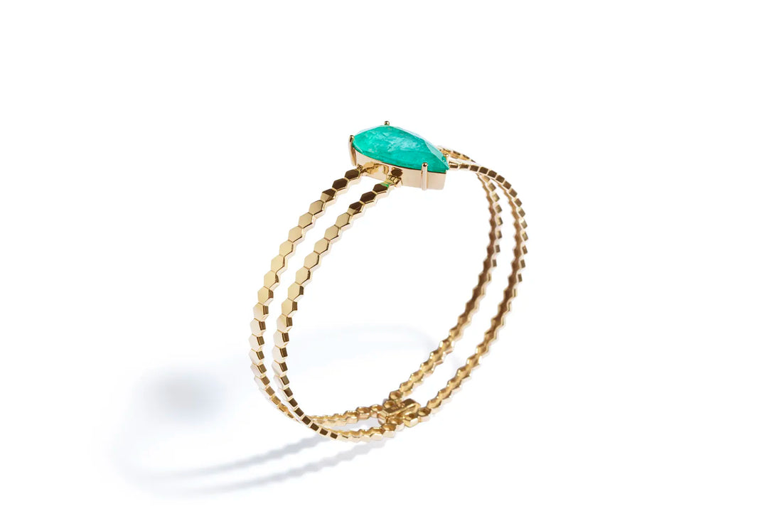 Bracelete Colmeia Gota de Esmeralda 7ct