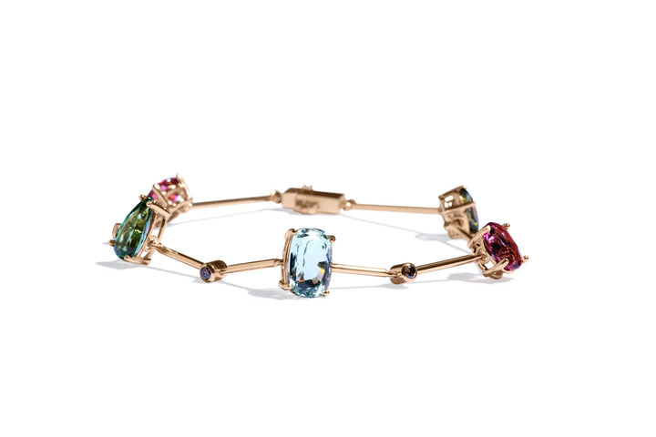 Pulseira Turmalinas Coloridas e Diamantes Brown