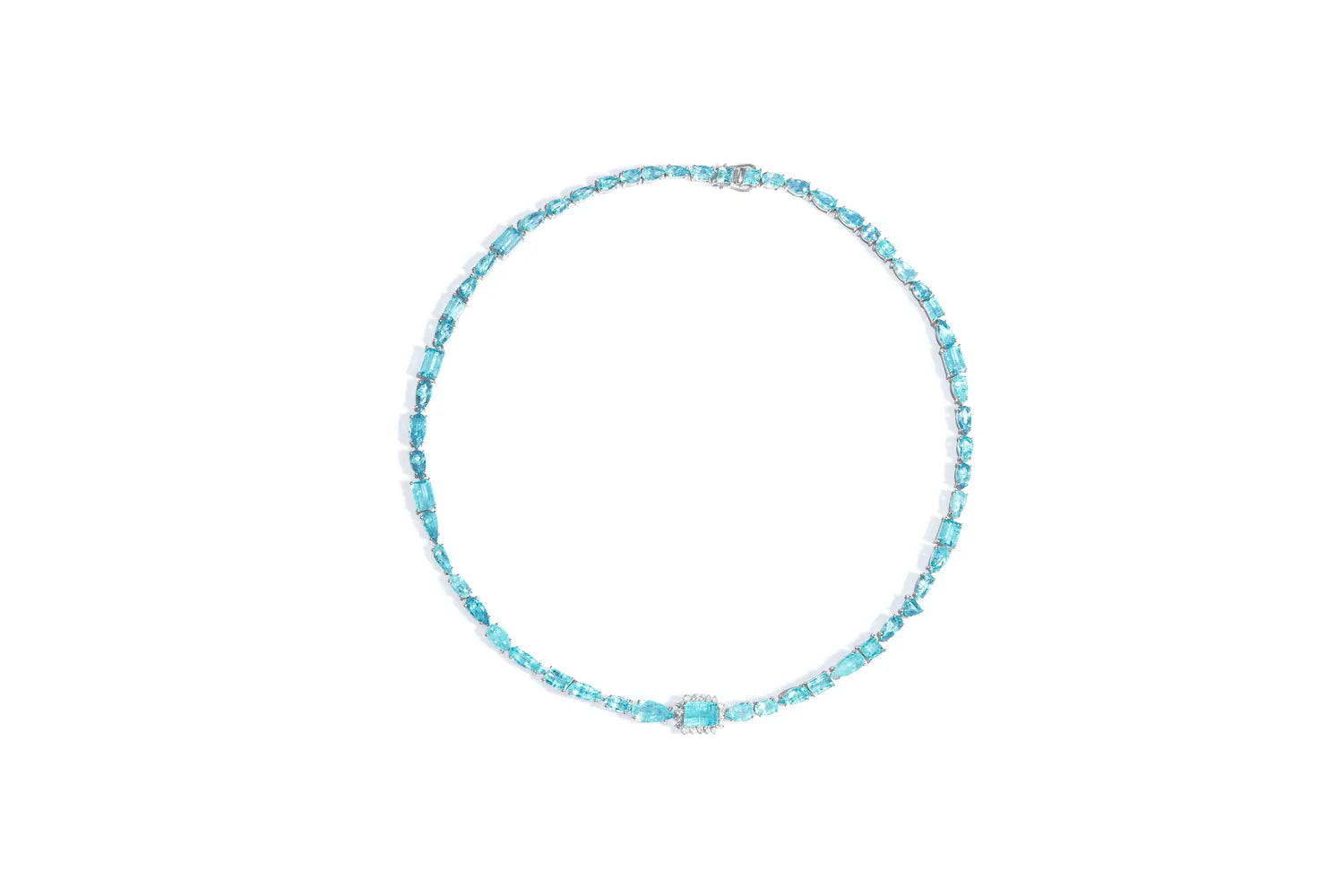 Colar Riviera Turmalina Azul com Diamantes Brancos