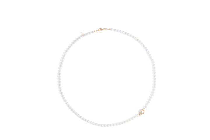 Choker Perolas Colmeia Diamante Branco 30 Pontos