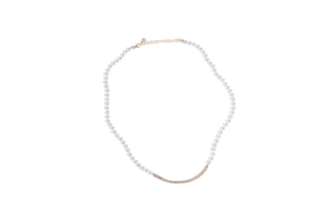 Colar Perola com Riviera Diamante Brown