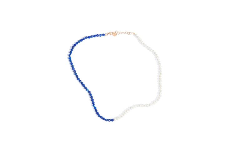 Choker Perola e Lapis Lazuli