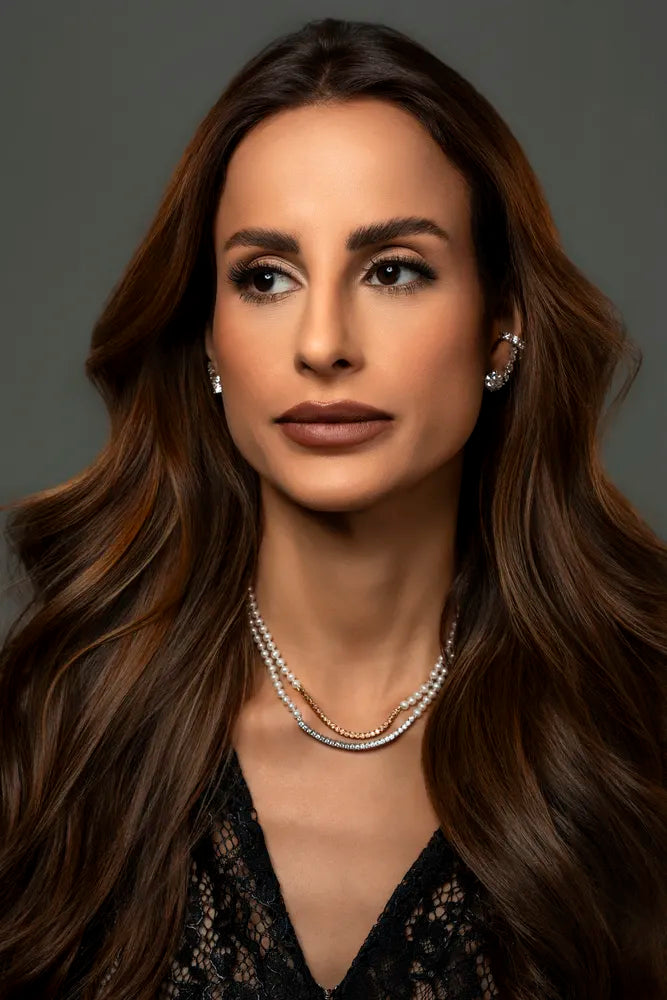 Colar Perola com Riviera Diamante Brown