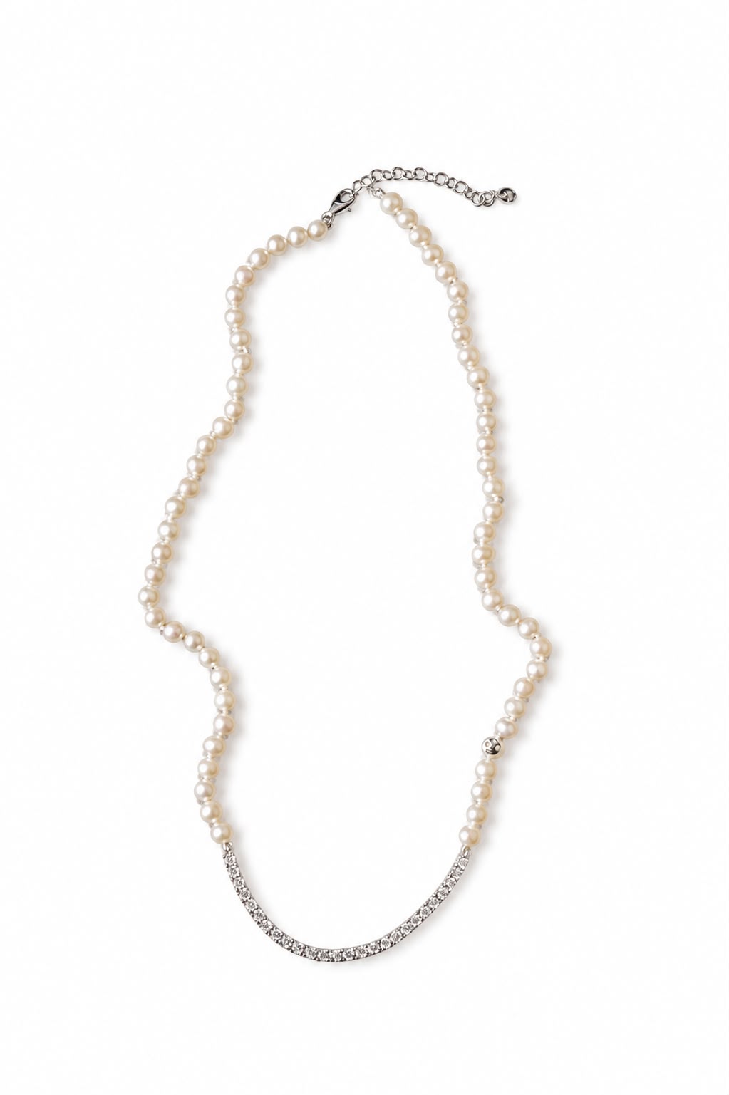Colar Perola com Riviera Diamante Branco