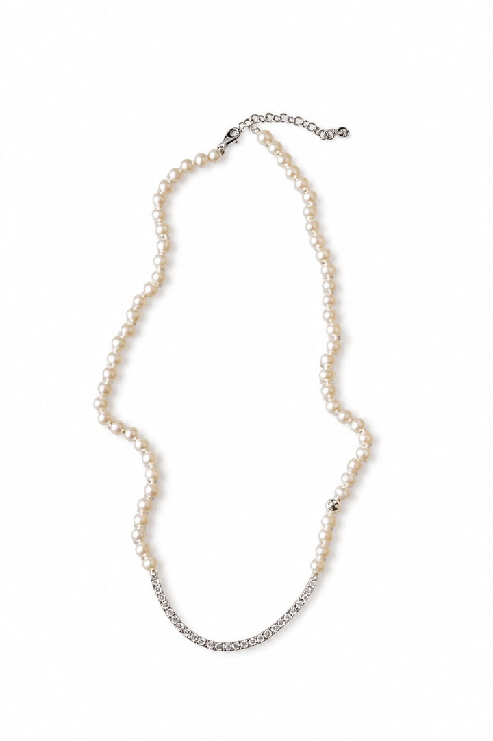 Colar Perola com Riviera Diamante Branco