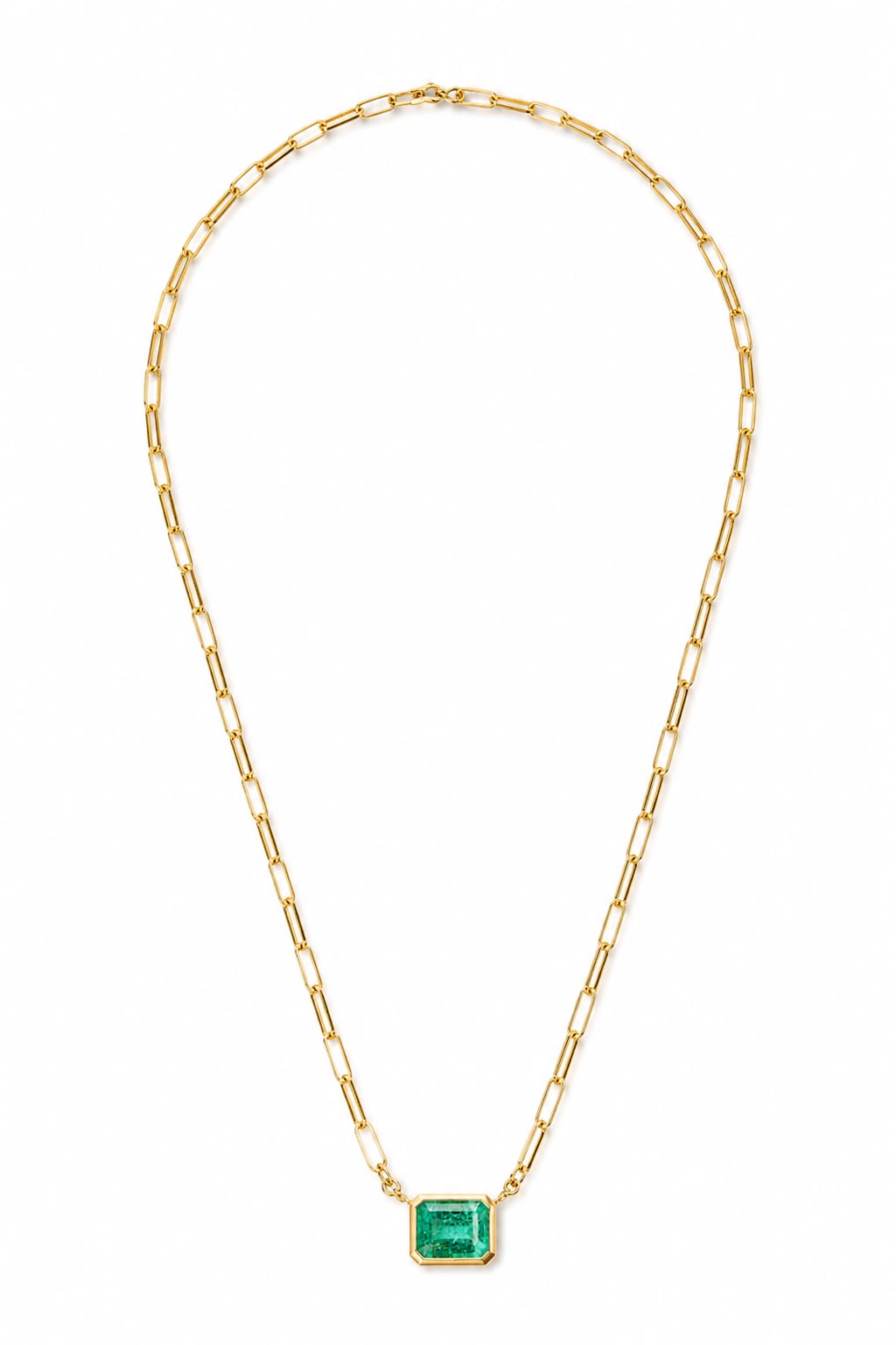 Colar Corrente Cartier com Esmeralda Retangular