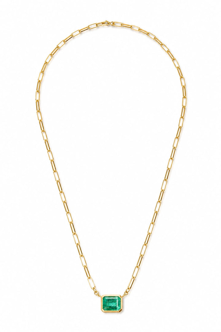 Colar Corrente Cartier com Esmeralda Retangular