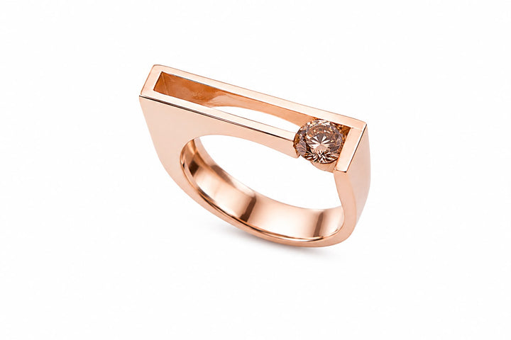 Anel Linhas Diamante Chocolate 50 Pontos
