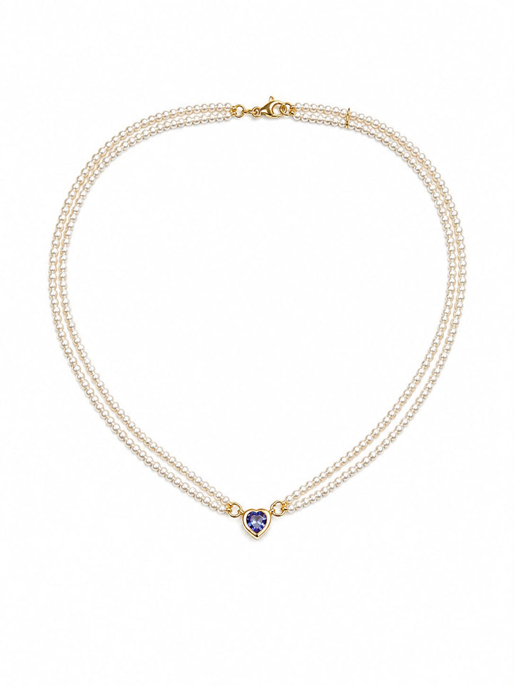 Choker Pérolas e Tanzanita de Coração