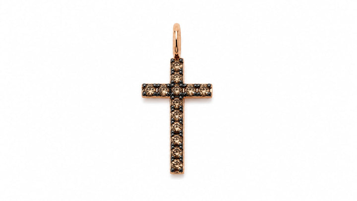 Pingente Cruz Diamantes Brown
