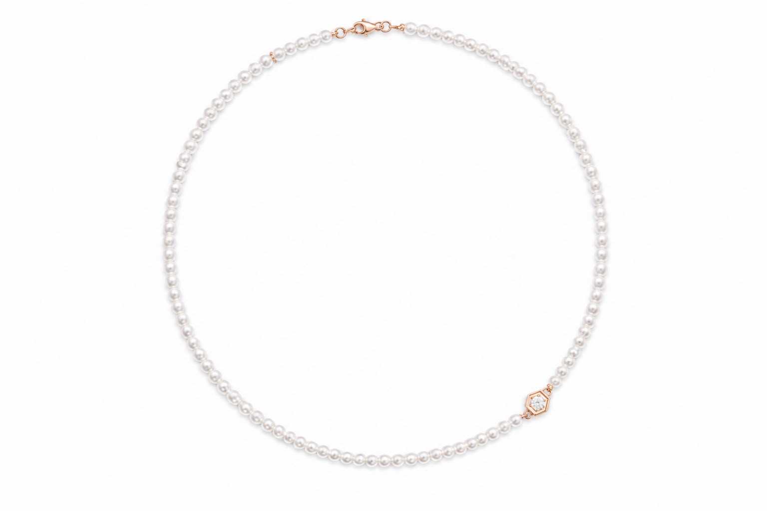 Choker Perolas Colmeia Diamante Branco 30 Pontos