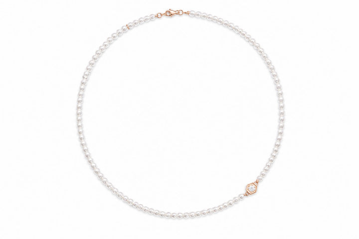 Choker Perolas Colmeia Diamante Branco 30 Pontos