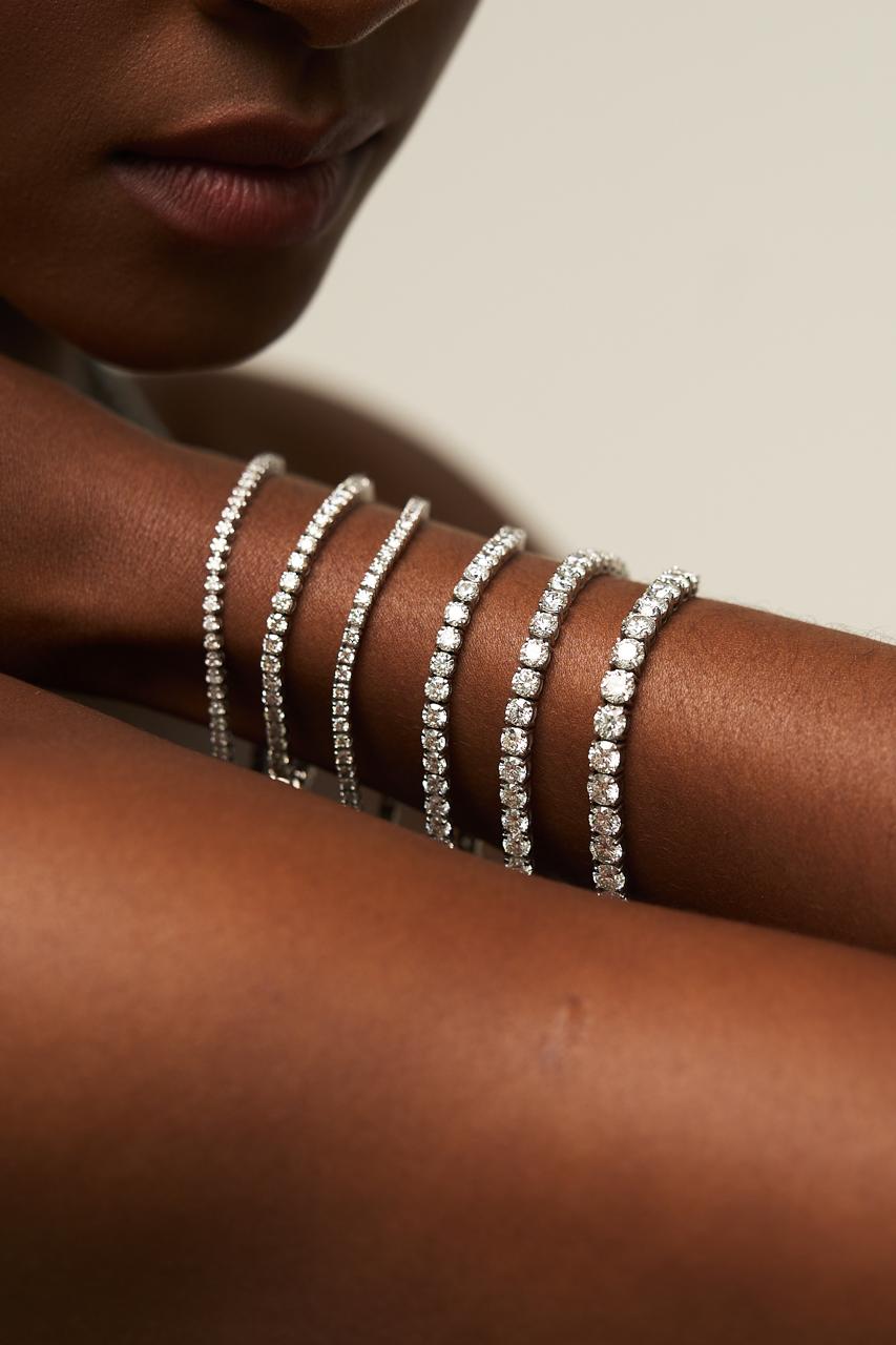 Pulseira Riviera Diamantes Brancos Cravação Coroa