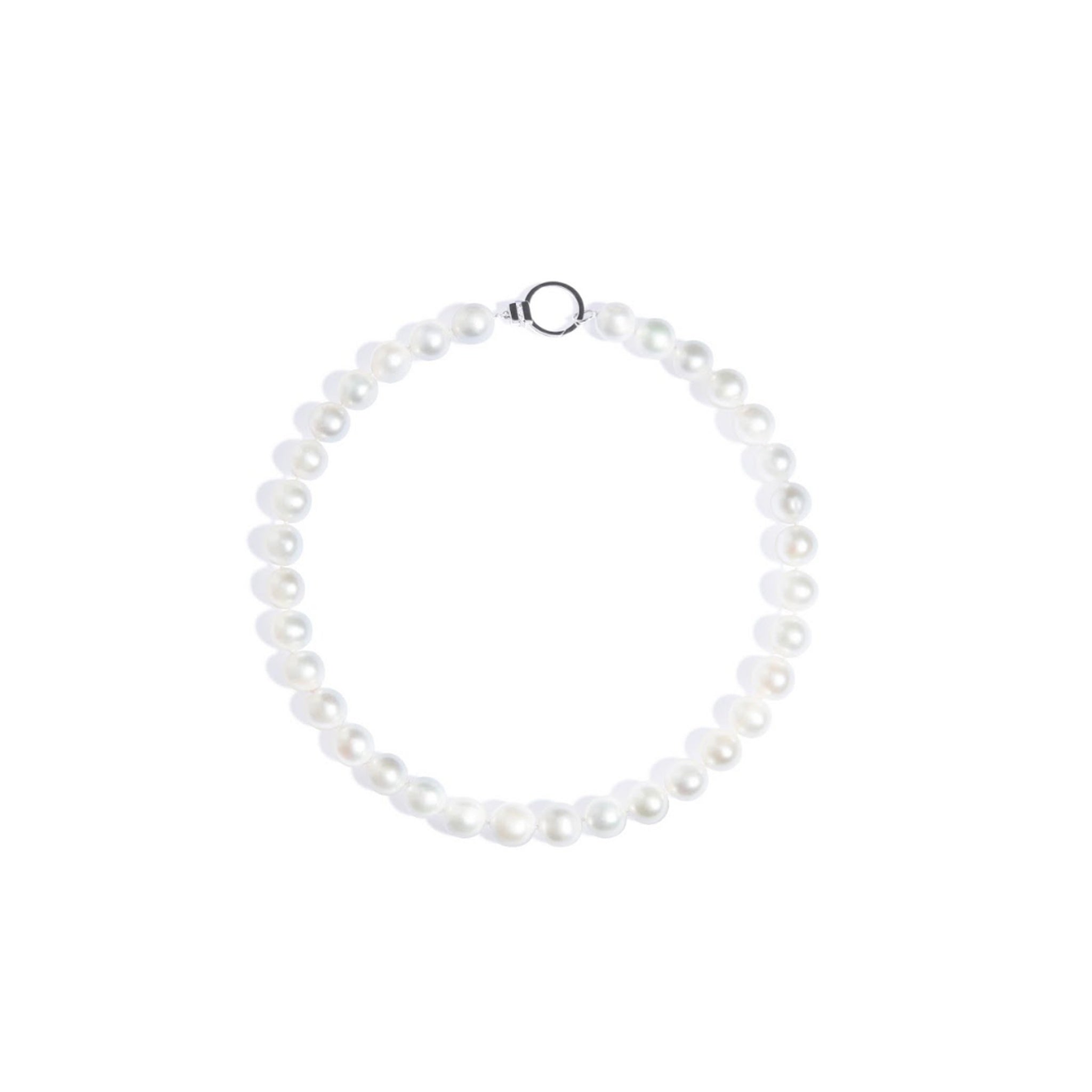Colar Pérola fecho mosquetão com diamantes