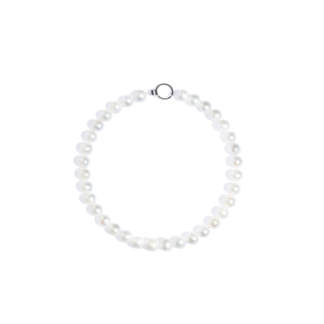 Colar Pérola fecho mosquetão com diamantes